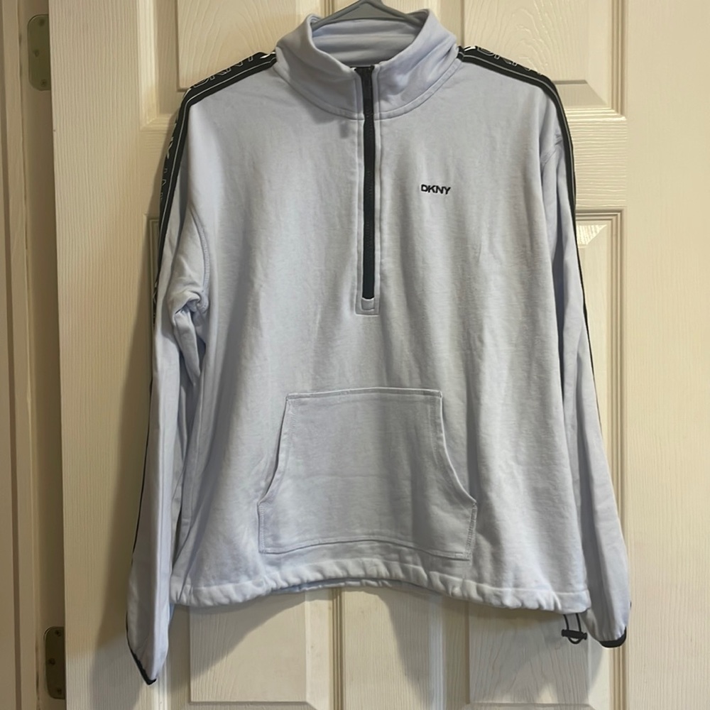 DKNY Women's Sport Flip Logo Tape Quarter Zip Jacket size L